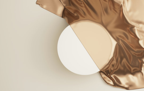 圆形讲台基地与金丝绸豪华白色抽象背景图片下载