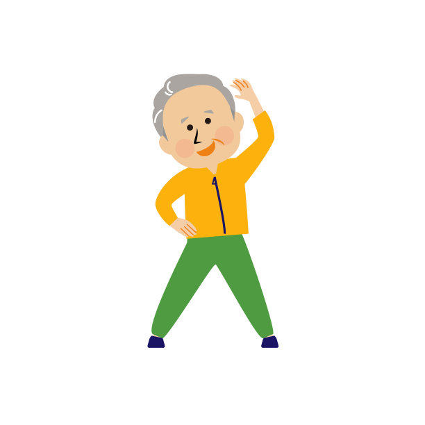 老年男子做体操的插图图片下载