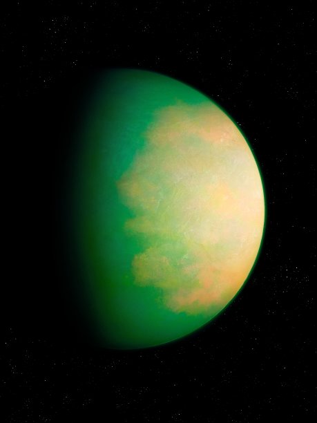 有稠密大气层的行星。美丽的空间背景。图片下载