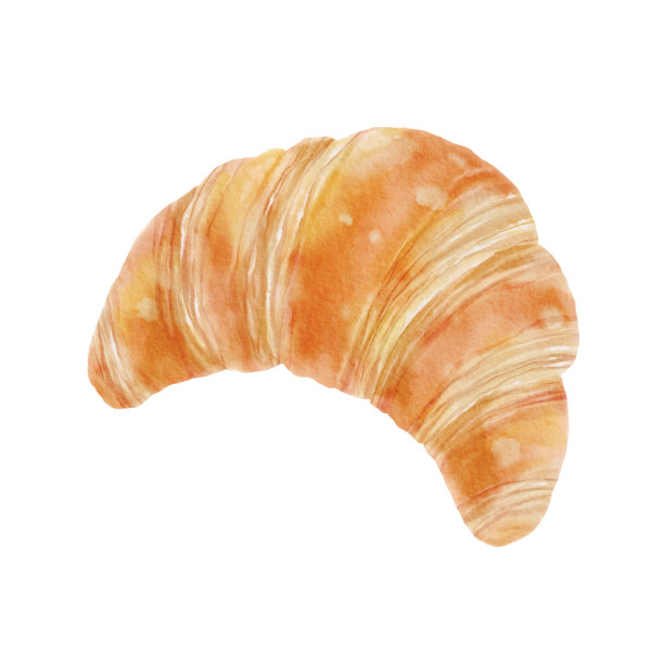 羊角面包水彩插图图片下载