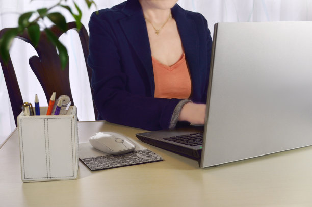 商务图片，女士使用笔记本电脑图片下载