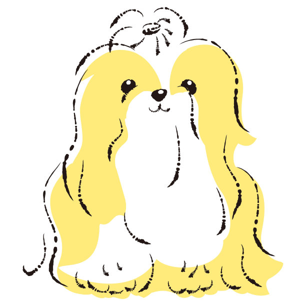 简单可爱的狮子狗手绘线描矢量插图图片下载