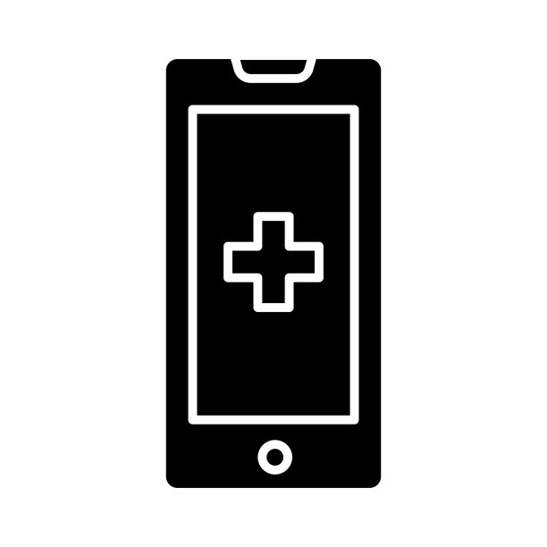 医院用手机加号。字形图标样式。与保健和医疗相关的图标。简单的矢量设计可编辑图片下载