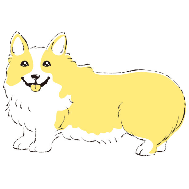 简单可爱的柯基手绘线条矢量插图图片下载