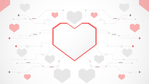 白色红心技术情人节背景抽象。图片下载