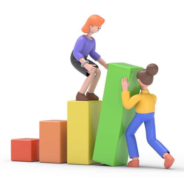 卡通人物的3D插图。商务人士合作增加销售。白色背景上的3D渲染。图片下载