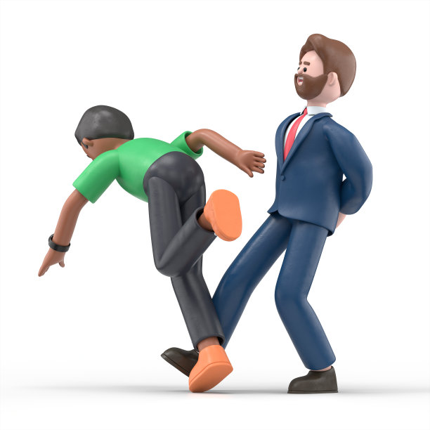 三维插图的卡通人物旅行到一个同事。白色背景上的3D渲染。图片下载