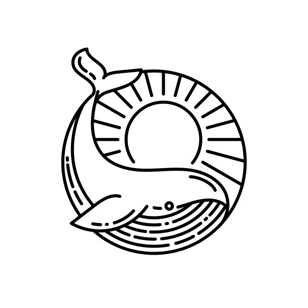 鲸鱼轮廓风格设计图片下载