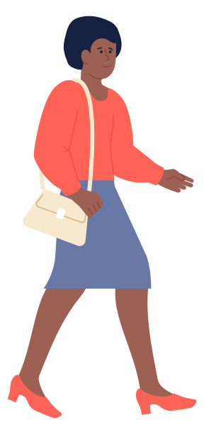 黑人妇女拿着手提包去上班。繁忙的字符图片下载