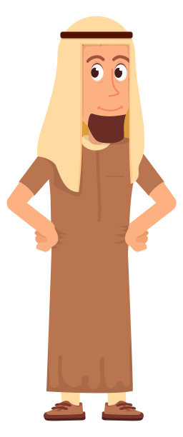 沙特男人的性格。卡通伊斯兰服装人孤立在白色图片下载