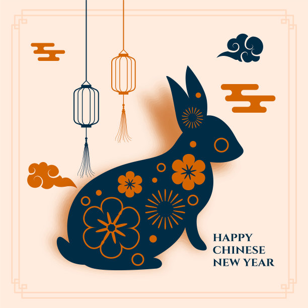 平纸风格的中国新年节日背景图片下载