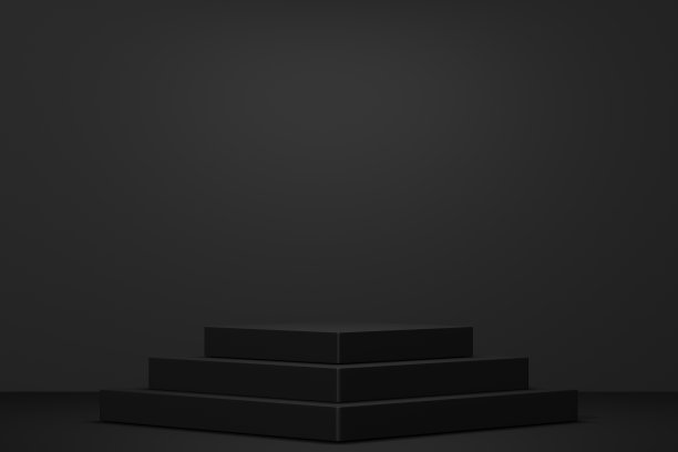 黑色空讲台空白产品货架站立背景。3 d渲染。图片下载