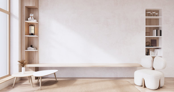 无印良品风格，空木质房间，清洁日式房间内部。图片下载