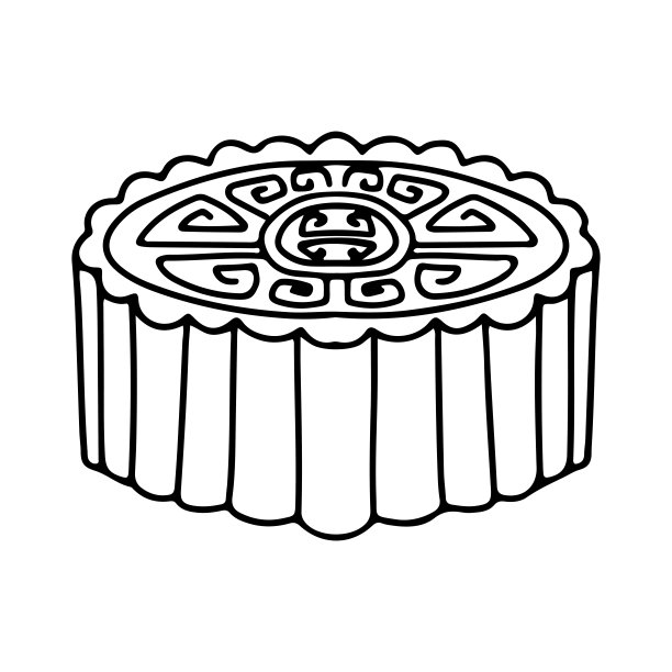 传统的中国月饼，中秋快乐月饼有不同的图案。在白色背景上隔离的线矢量插图图片下载