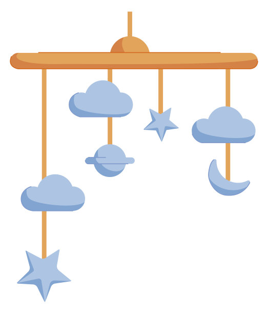 婴儿床移动玩具。星星和云朵为宝贝玩耍图片下载