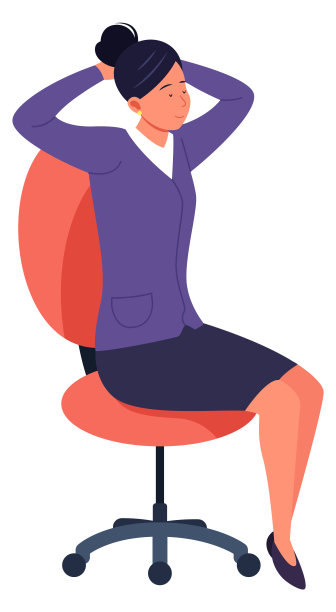 女士在办公椅上休息。工作间歇概念孤立于白色之上图片下载