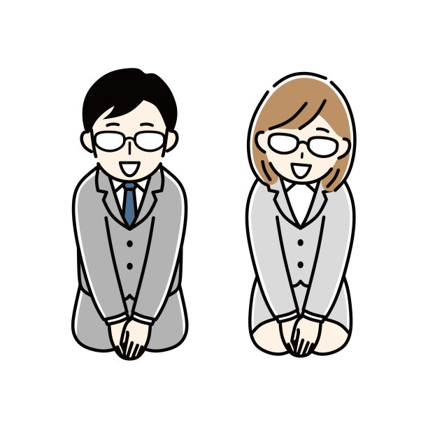 一个商务人士鞠躬的插图。图片下载