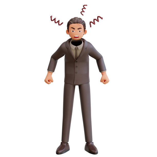 3d渲染愤怒的商人老板图片下载