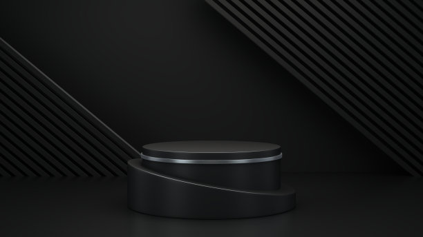 空黑色豪华圆柱形讲台化妆品产品展示展示库存照片图片下载