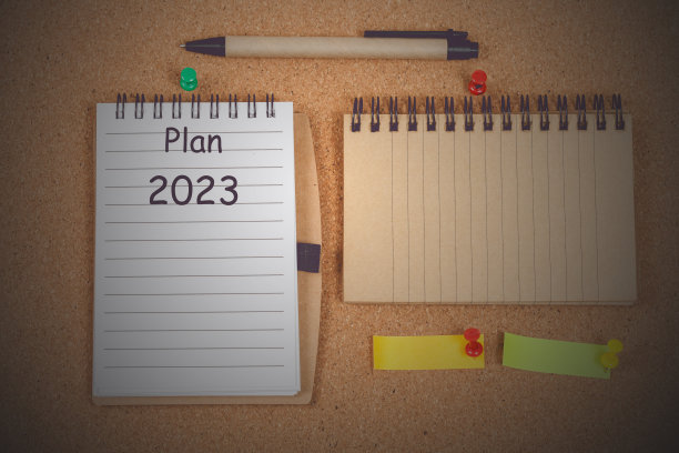 计划Booknote与文本新年2023的背景。图片下载
