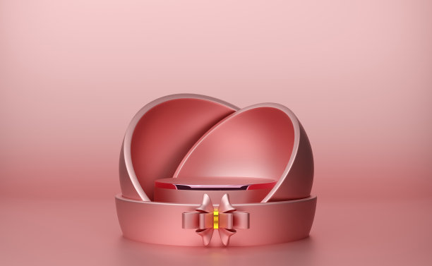 领奖台空的粉红色粉彩组成的几何形状的现代舞台展示和极简主义的模型，抽象的展示背景，概念3d插图或3d渲染图片下载
