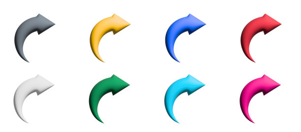 箭头设置图标。彩色箭头符号。箭头图形元素。图片下载
