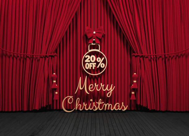 圣诞灯泡蝴蝶结和金色的圣诞快乐文字图片下载