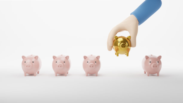 3 d渲染。商人拿着黄金储蓄罐。投资的概念。图片下载