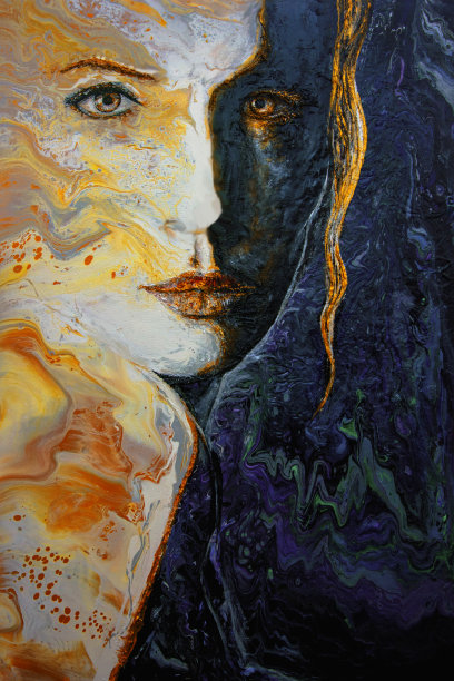 高对比度的女性穿金色图片下载