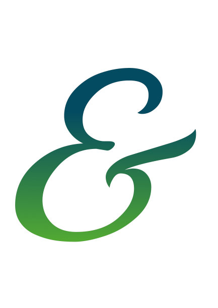 和符号的字母表与绿色和蓝色梯度。图片下载