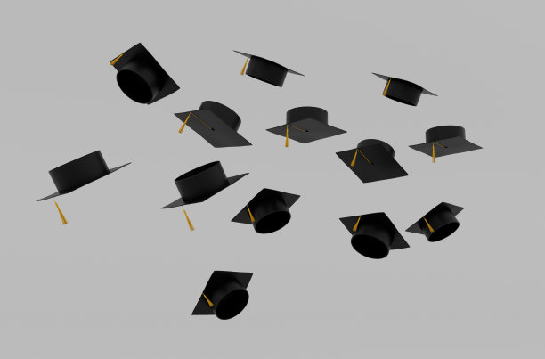 3d插图毕业帽与流苏帽子，图标学士帽图片下载