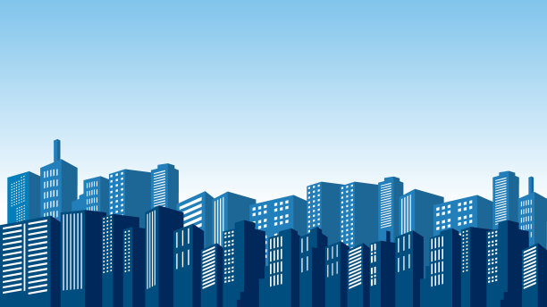 全景景观的城市轮廓在非常清晰的天空图片下载