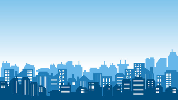 蓝天下的城市剪影图片下载