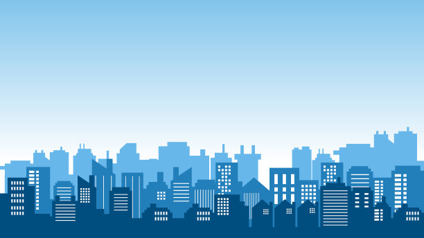 城市轮廓高楼大厦与蓝天图片下载