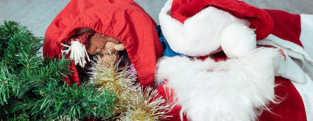 圣诞老人的节日服装和装饰品。圣诞节的背景。图片下载