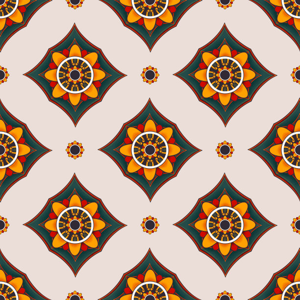 民族几何花卉图案。图片下载