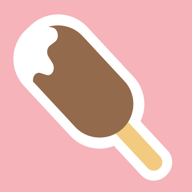 奶油冰淇淋在巧克力釉，冰棒图标贴纸图片下载