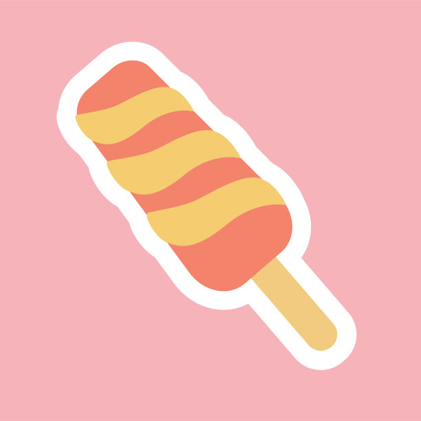 水果冰冷冻甜点图标贴纸，平面设计插图图片下载