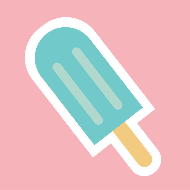 冰淇淋水果冰棍上有夏天的标志图标，平面设计插图图片下载