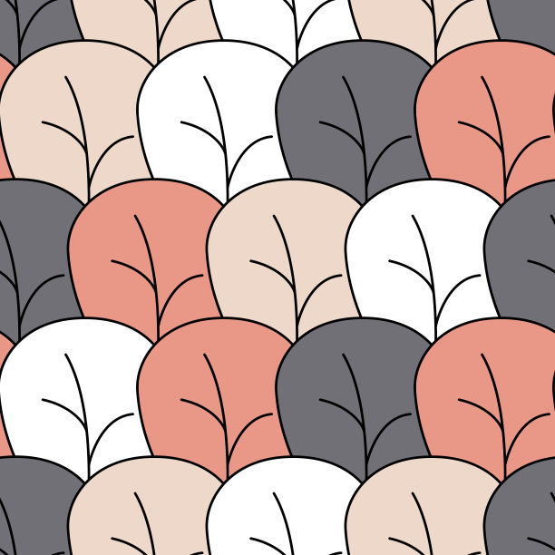 粉白灰叶无缝图案可爱的平面手绘背景图片下载