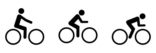三种自行车类型的自行车手矢量插图图片下载