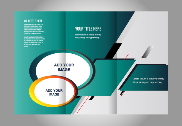 矢量空三折小册子印刷模板设计，三折明亮小册子或传单图片下载