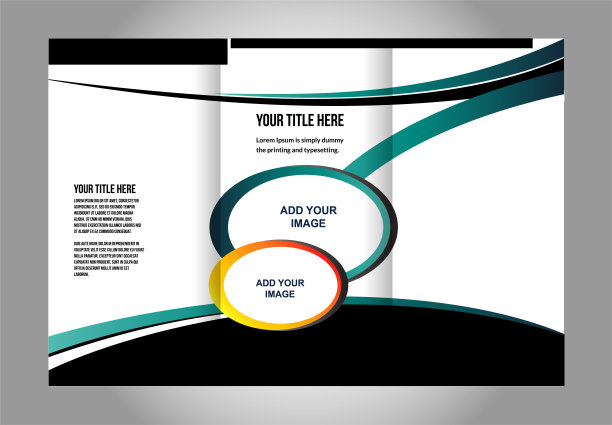 矢量空三折小册子印刷模板设计，三折明亮小册子或传单图片下载