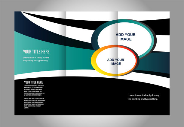 专业的商务三折传单模板，企业宣传册或封面设计，可用于出版，印刷和展示。图片下载