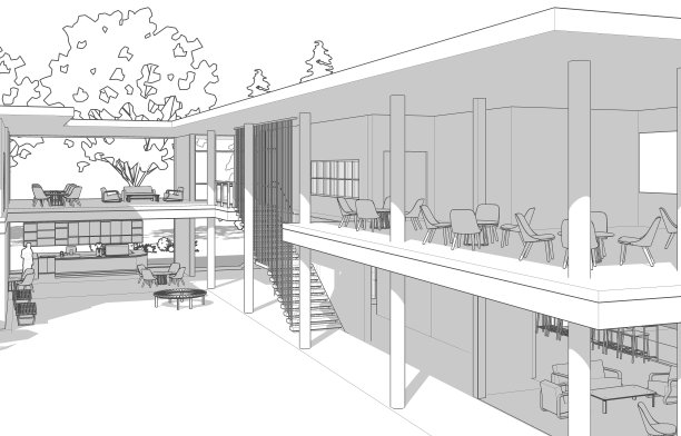 咖啡店的3D插图图片下载