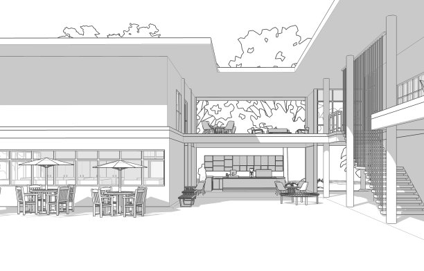 咖啡店的3D插图图片下载