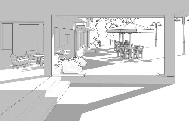 咖啡店的3D插图图片下载