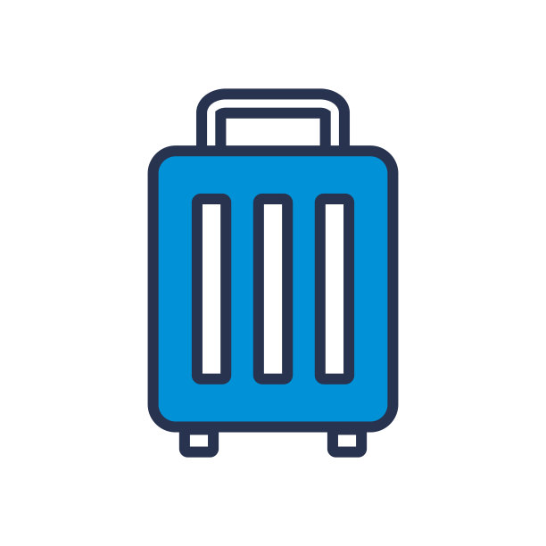 蓝色行李箱图标。行李。树干。向量。图片下载
