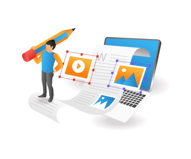 平面等距3d插画创意人集博主文章图片图片下载