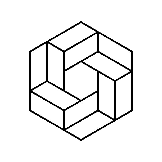 线性不可能的六边形符号。彭罗斯几何形状。无限，无尽的概念。图片下载